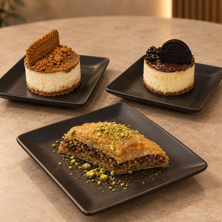 Biscoff Cheesecake, Oreo Cheesecake, Baklava